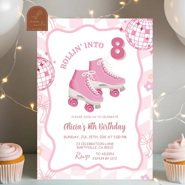 Invitation Fête d'anniversaire Pastel Retro Let's Skate (Créateur téléchargé)