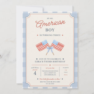 Invitation Fête d'anniversaire patriotique de garçon tout amé