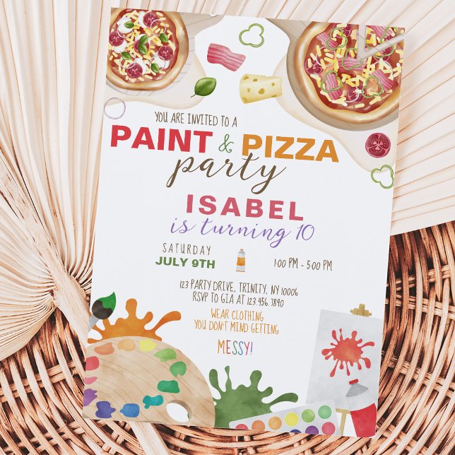 Invitation Fête d'anniversaire peinture et pizza (Créateur téléchargé)