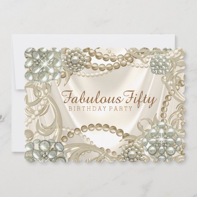 Invitation Fête d'anniversaire perles de glamour Hollywood (Devant)