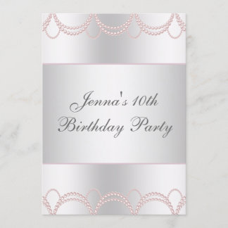 Invitation Fête d'anniversaire Perles Roses