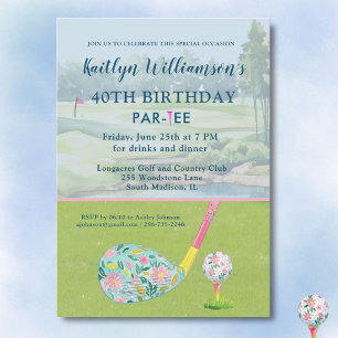 Invitation Fête d'anniversaire personnalisée 40 ans Lady Golf