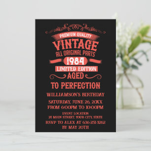 Invitation Fête d'anniversaire personnalisée 40 ans vintage