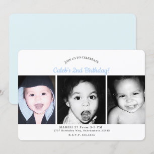 Invitation Fête d'anniversaire personnalisée avec 3 photos