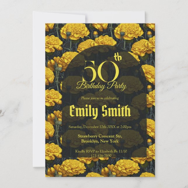 Invitation Fête d'anniversaire personnalisée avec des pétales (Devant)