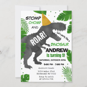 Invitation Fête d'anniversaire personnalisée Dinosaur