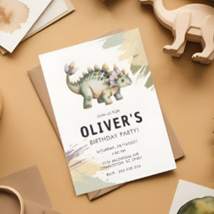 Invitation Fête d'anniversaire personnalisée Dinosaure aquare