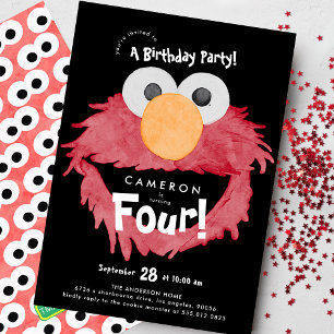 Invitation Fête d'anniversaire personnalisée ELMO Sesame Stre