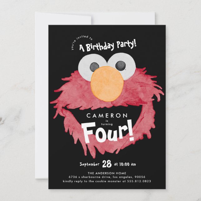 Invitation Fête d'anniversaire personnalisée ELMO Sesame Stre (Devant)