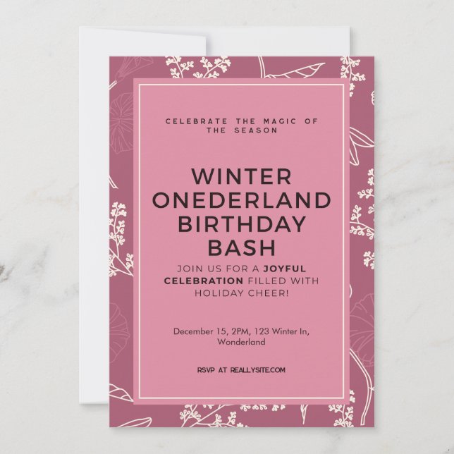 Invitation Fête d'anniversaire personnalisée ONEderland hiver (Devant)