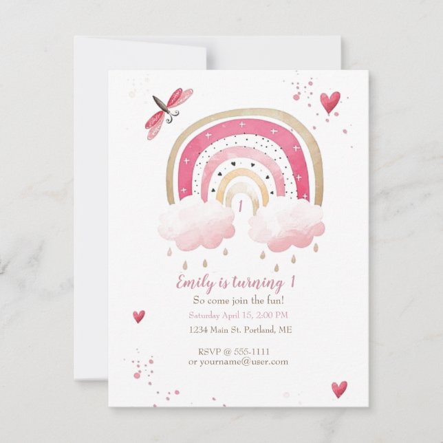 Invitation Fête d'anniversaire personnalisée pour bébé avec a (Devant)