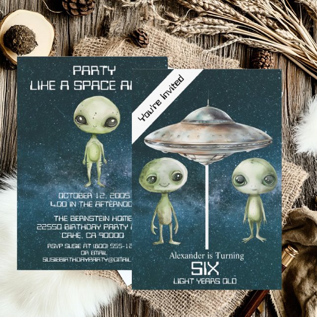 Invitation Fête d'anniversaire personnalisée pour un alien de (Créateur téléchargé)