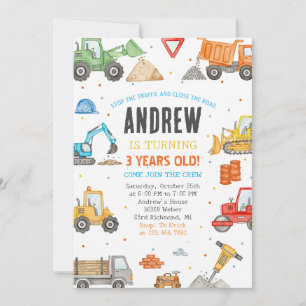 Invitation Fête d'anniversaire personnalisée pour une constru