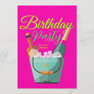Invitation Fête d'anniversaire personnalisée rose vif