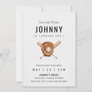 Invitation Fête d'anniversaire personnelle simple de baseball
