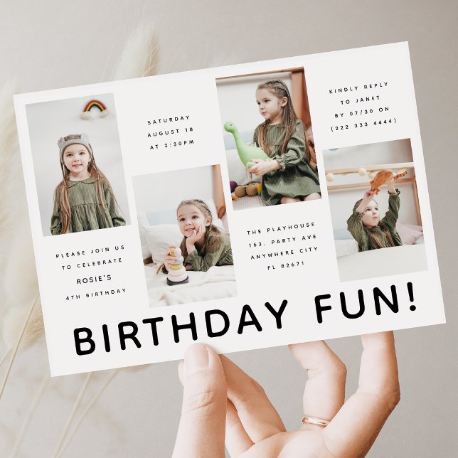 Invitation Fête d'anniversaire photo 4x moderne tout âge (Créateur téléchargé)