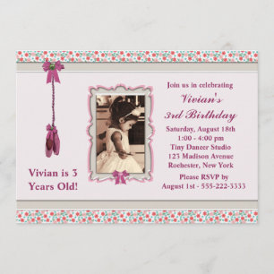 Invitation Fête d'anniversaire Photo de Ballerine Rose