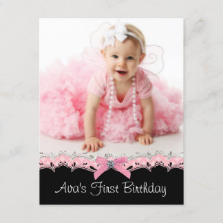 Invitation Fête d'anniversaire photo de filles mignonnes rose
