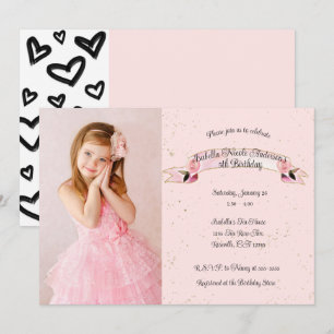 Invitation Fête d'anniversaire Photo de Rose Rose Paillettes 
