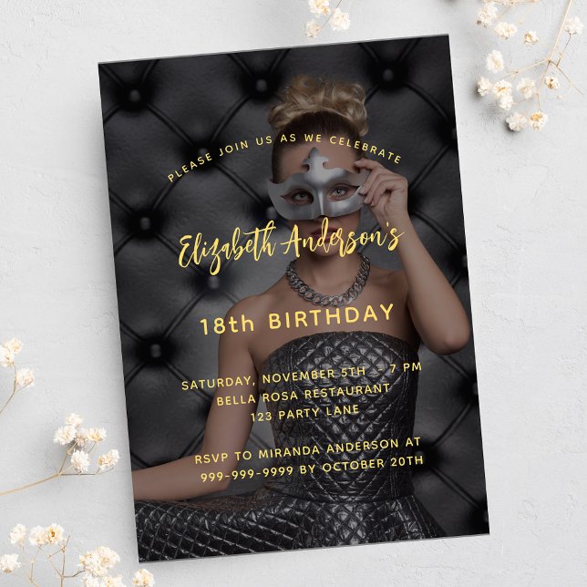 Invitation Fête d'anniversaire photo luxe (Créateur téléchargé)