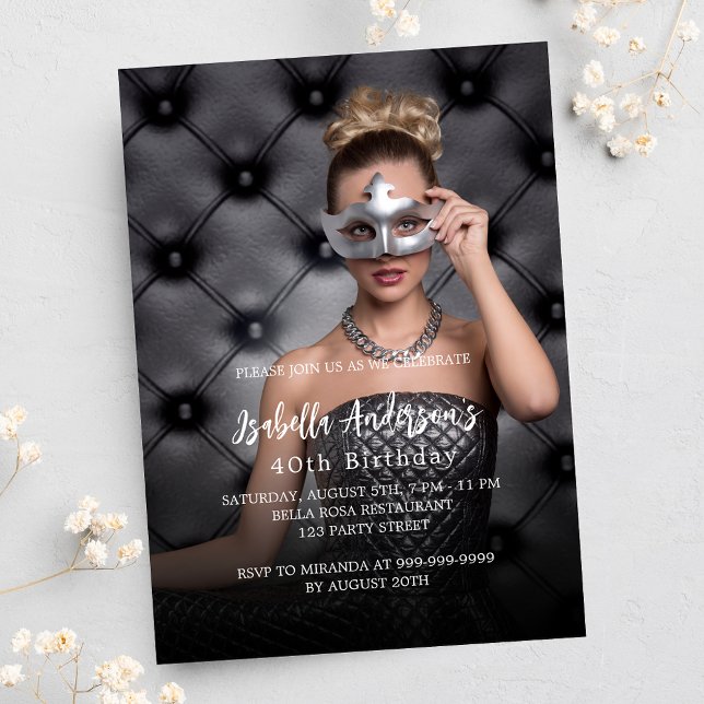 Invitation Fête d'anniversaire photo luxe (Créateur téléchargé)