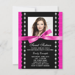 Invitation Fête d'anniversaire photo rose chaud