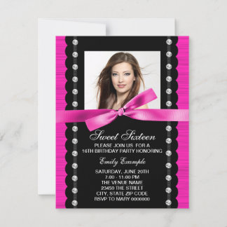 Invitation Fête d'anniversaire photo rose chaud