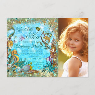 Invitation Fête d'anniversaire photo sous la mer