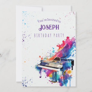 Invitation Fête d'anniversaire Piano Art