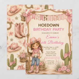 Invitation Fête d'anniversaire Pink Cowgirl Hoedown