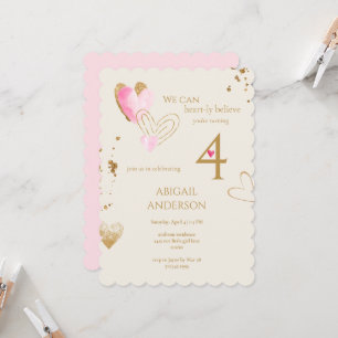 Invitation Fête d'anniversaire Pink & Cream Heart-ly Believe