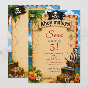 Invitation Fête d'anniversaire pirate
