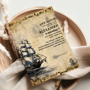 Invitation Fête d'anniversaire pirate de Jolly Roger