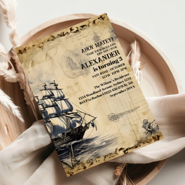 Invitation Fête d'anniversaire pirate de Jolly Roger (Créateur téléchargé)