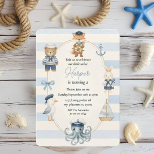 Invitation Fête d'anniversaire pirate Joli capitaine Ahoy