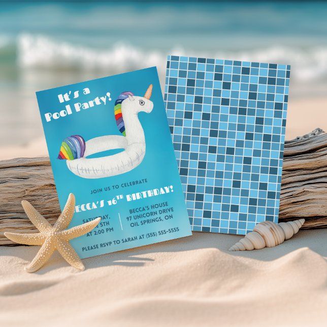 Invitation Fête d'anniversaire Piscine (Créateur téléchargé)