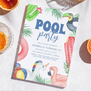 Invitation Fête d'anniversaire Piscine Amusante