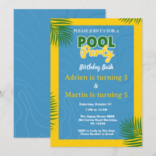 Invitation Fête d'anniversaire piscine cool