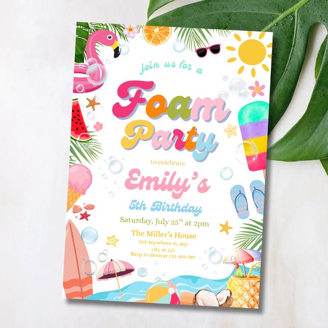 Invitation Fête d'anniversaire Piscine en Mousse Bash d'été F (Créateur téléchargé)