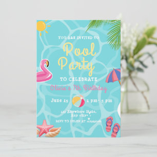 Invitation Fête d'anniversaire Piscine Enfants Nageant Fête d