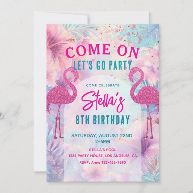 Invitation Fête d'anniversaire piscine | Fête piscine  (Devant)