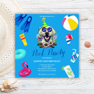 Invitation Fête d'anniversaire piscine pour chiens