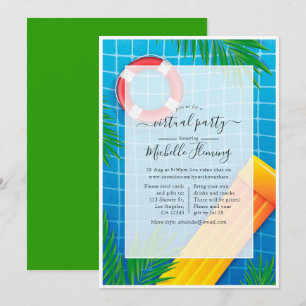 Invitation Fête d'anniversaire Piscine Virtuelle Tropicale