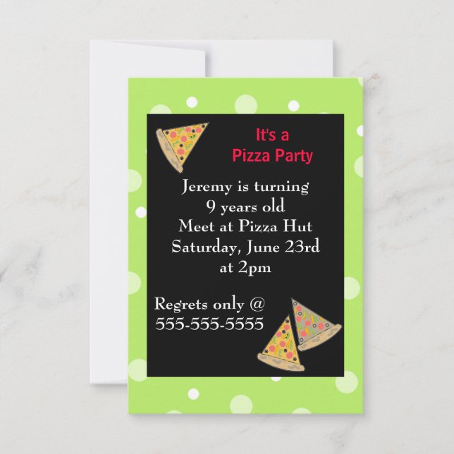Invitation Fête d'anniversaire Pizza (Devant)