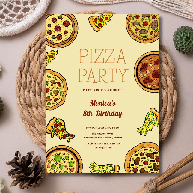 Invitation Fête d'anniversaire pizza dessin animé (Créateur téléchargé)