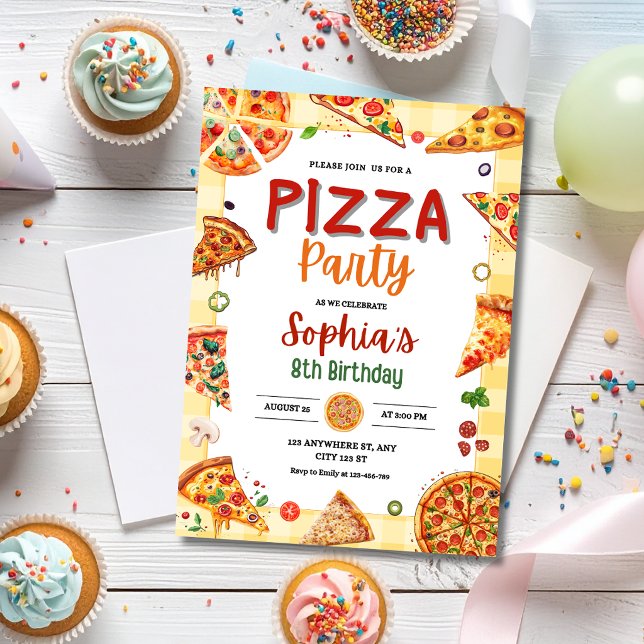 Invitation Fête d'anniversaire Pizza Enfants Thème Pizza Anni (Créateur téléchargé)