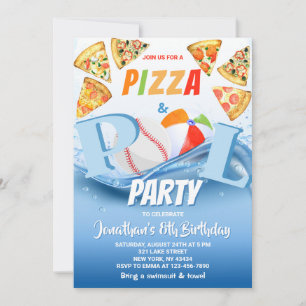 Invitation Fête d'anniversaire Pizza et Piscine