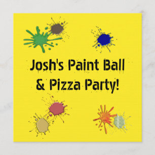Invitation Fête d'anniversaire pizza peinture balle garçons