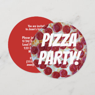 Invitation Fête d'anniversaire Pizza Photo Pepperoni