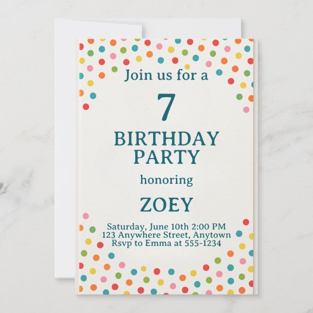 Invitation Fête d'anniversaire Points (Devant)